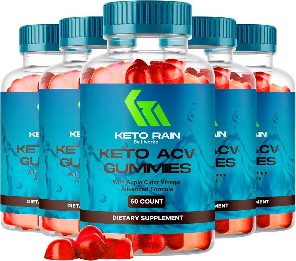(5 Pack) Keto Rain Gummies - Keto Rain Advanced ACV Gummys, Keto Rain ACV Gummy 1050MG - Všechny přírodní Keto Rain Cider ocet, KetoRain ACV Gummys, 300 Gummies pro 5 měsíců