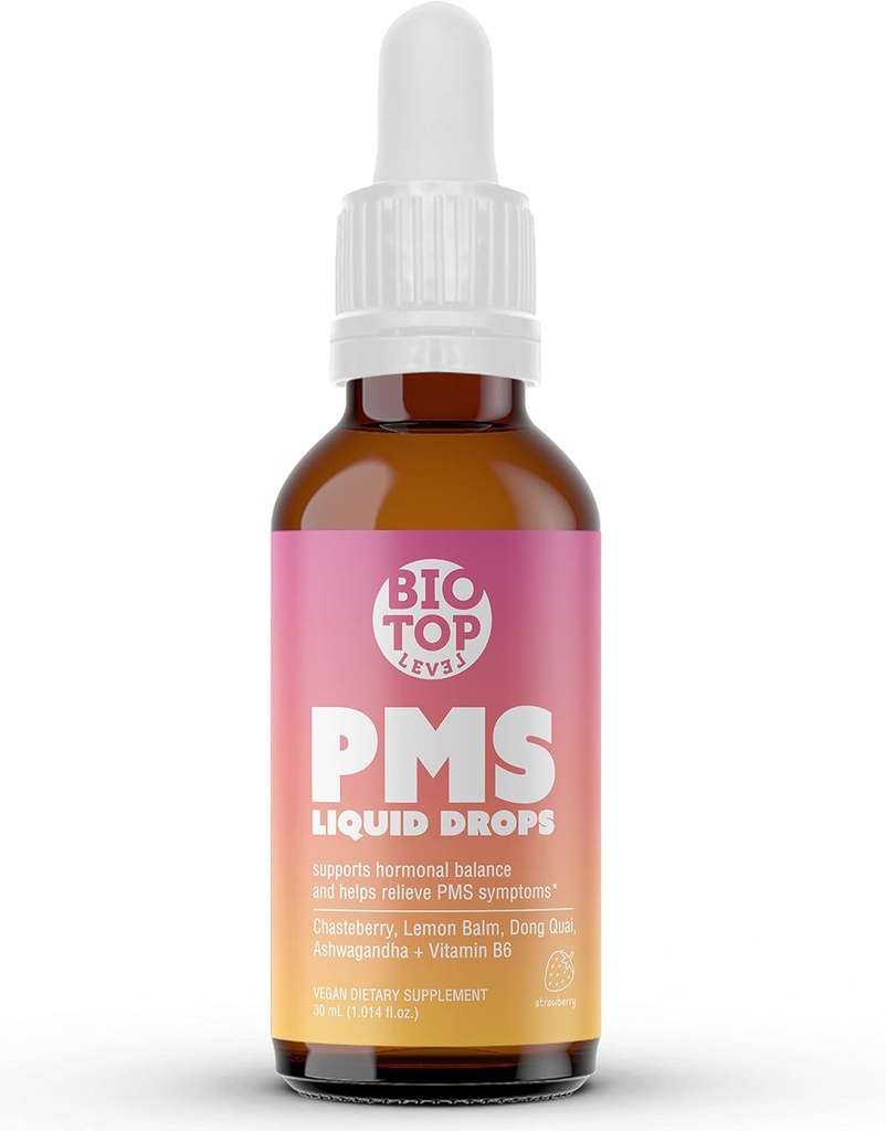 PMS Relief Hormon Balance ženy kapalné kapky, menstruační křeče, nafouknutí, & Mood Swings Relief s Chasterry, Vitamin B6, Lemon Balm, Dong Quai, Ashwagandha, Sugar- Free, 1 fl oz