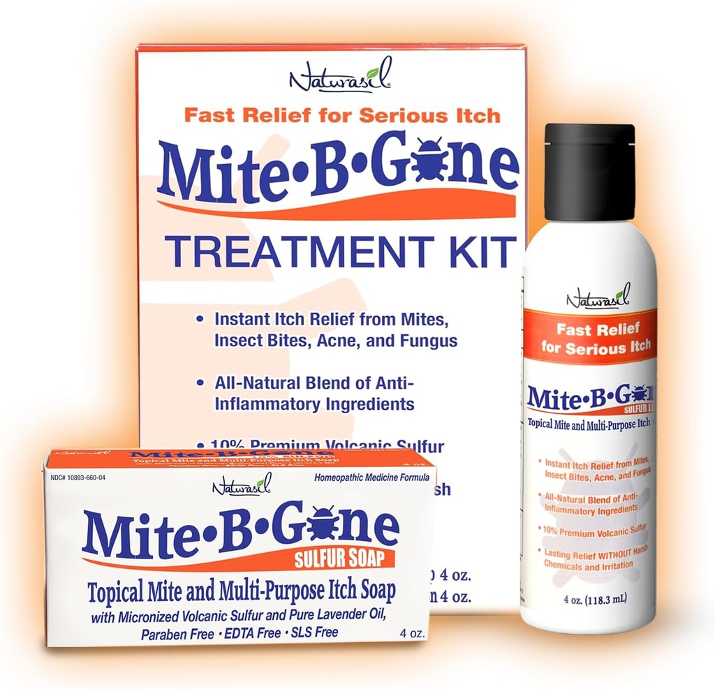 Mite ošetření Lotion & Soap by Mite- B-Gone CLAND 124; Přírodní úleva pro Acne, chyby Bites, kůže červenost & svědění, Discomfort & Rosacea CLAND 124; Trezor pro děti a dospělé 124; Léčebná sada
