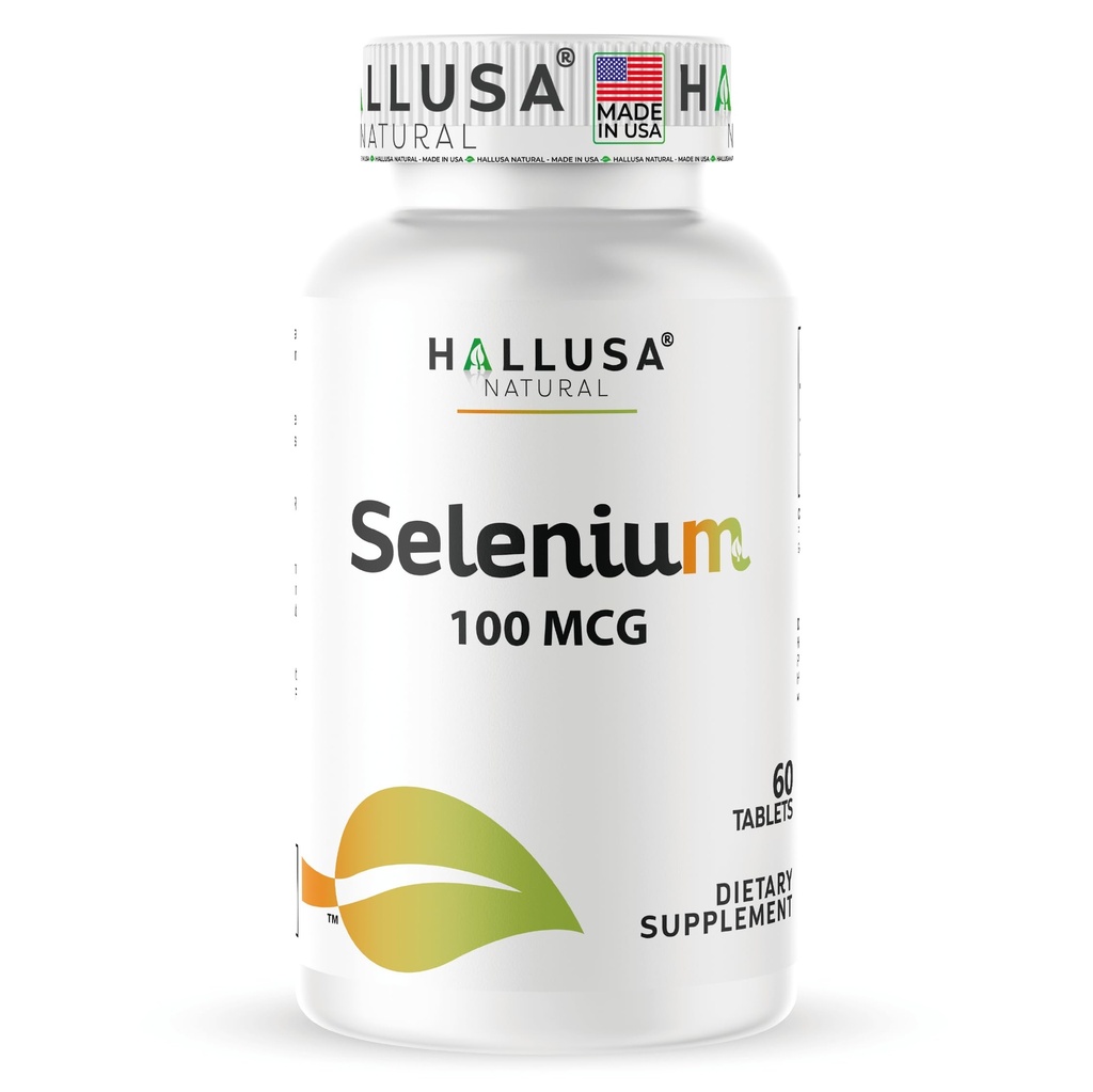 Hallusa Natural - Selen 60 Tablety, Antioxidant a imunitní podpora, Heart Health - 60 Day Supply