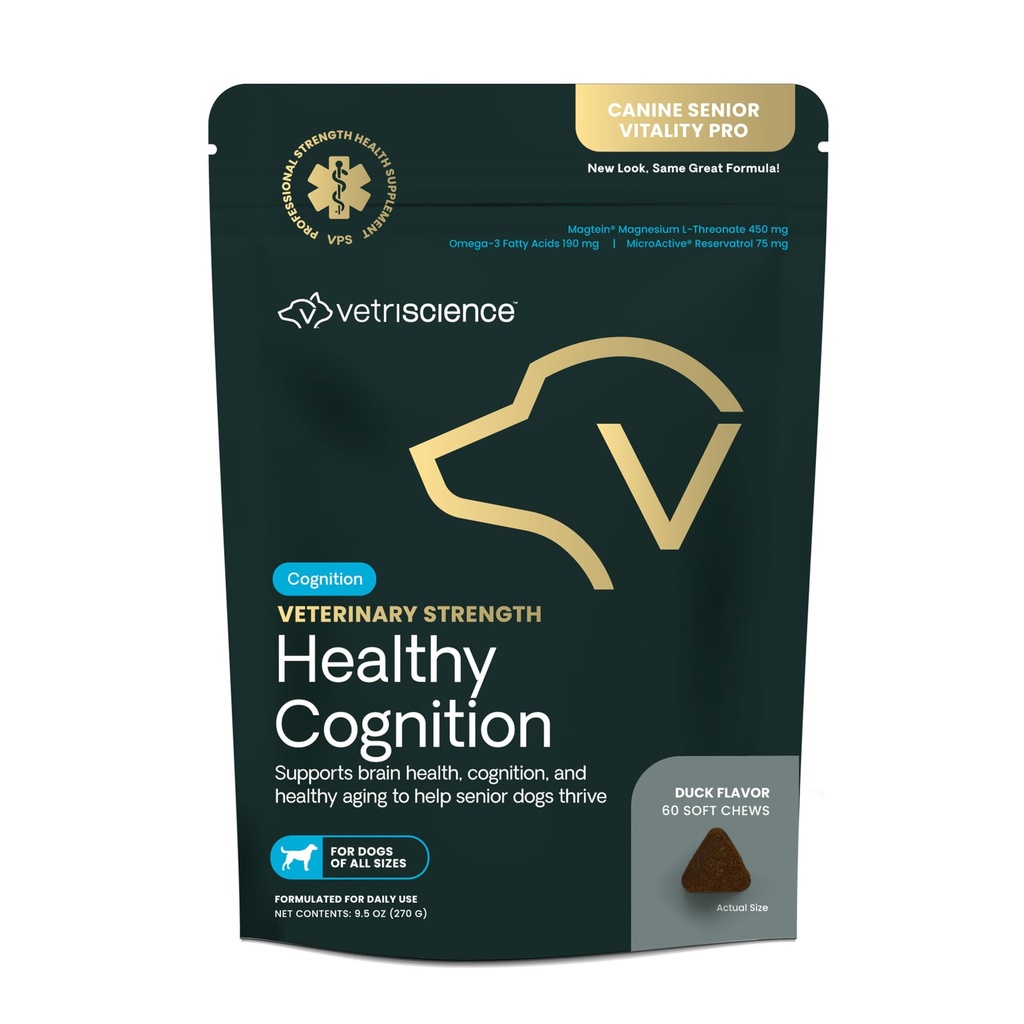 VetriScience Veterinary Strength Zdravé rozpoznávací žvýkání - Senior Wellness Supplement for Dogs - Podporuje kódování, imunitní funkci a metabolismus - 60 Počet