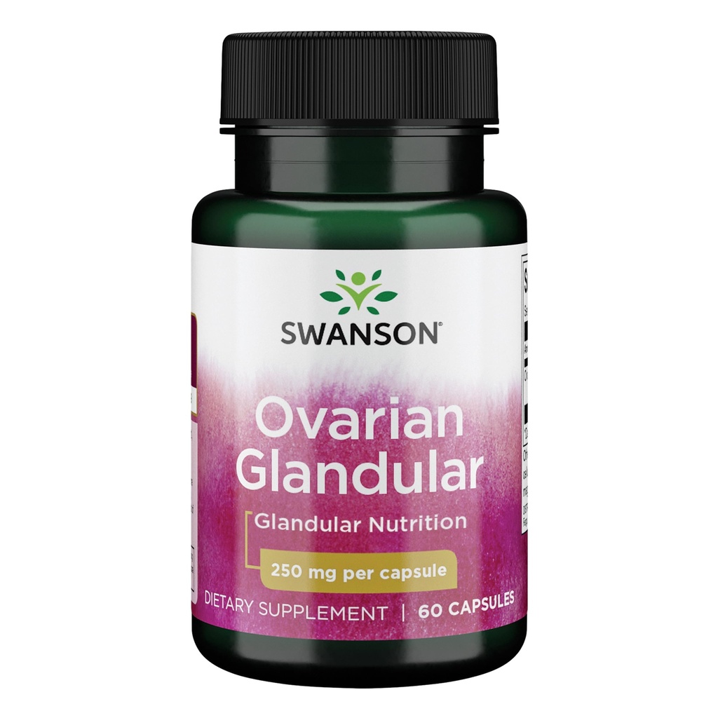 Swanson Ovarial Glandulární dodatek - Podpora zdraví a rovnováhy žen - Premium Bovine Tissue - 60 Kapsle, 250mg