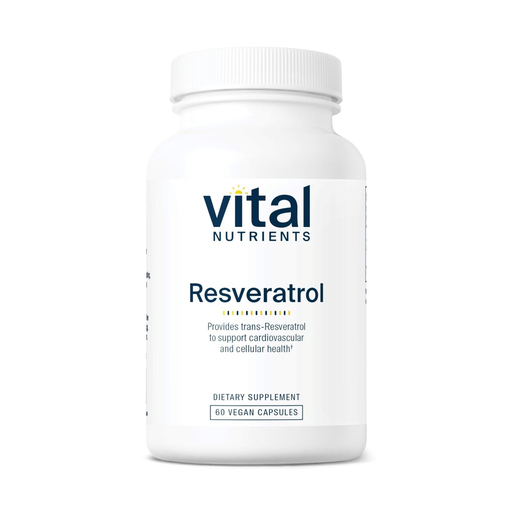 Vital Nutrients Resveratrol 124; Ultra High Potency Antioxidant PHAR124; Trans Resveratrol for Cardiovactical and Cell Health Supplementary * PHAR124; Vegan Supplementary PHAR124; Gluten, mlékárenský a sójový Free PHAR124; Non- GMO PHAR124; 60 Kapsle