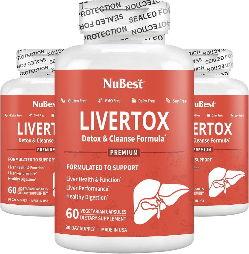 NuBest Image Tox - Premium Játra Zdravotnický vzorec - Játra Čistota, Detox & Opravy - s Mlékem Thistle, Choline, Beet, Turmeric, Artichode & Dandelion - 3 balení 124; 3 měsíce Dodávka