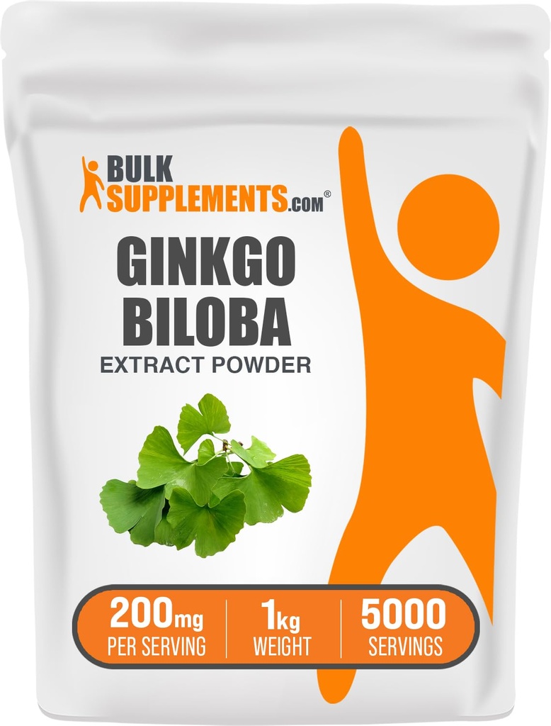 BulkSupplements.com Ginkgo Biloba Extract Powder - from Ginkgo Biloba Leaf, Antioxidant Source, Herbal Supplement - Gluten Free, 200mg per Serving, 1kg (2.2 lbs) (Balení po 1)