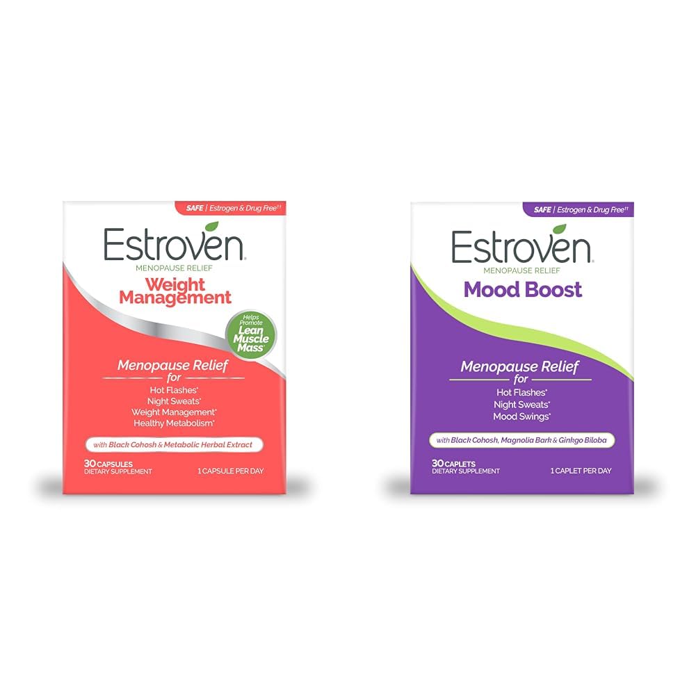 Estroven Weight Management for Menopauze Relief - 30 Ct. & Mood Boost for Menopause Relief - 30 Ct. - Klinicky osvědčené přísady
