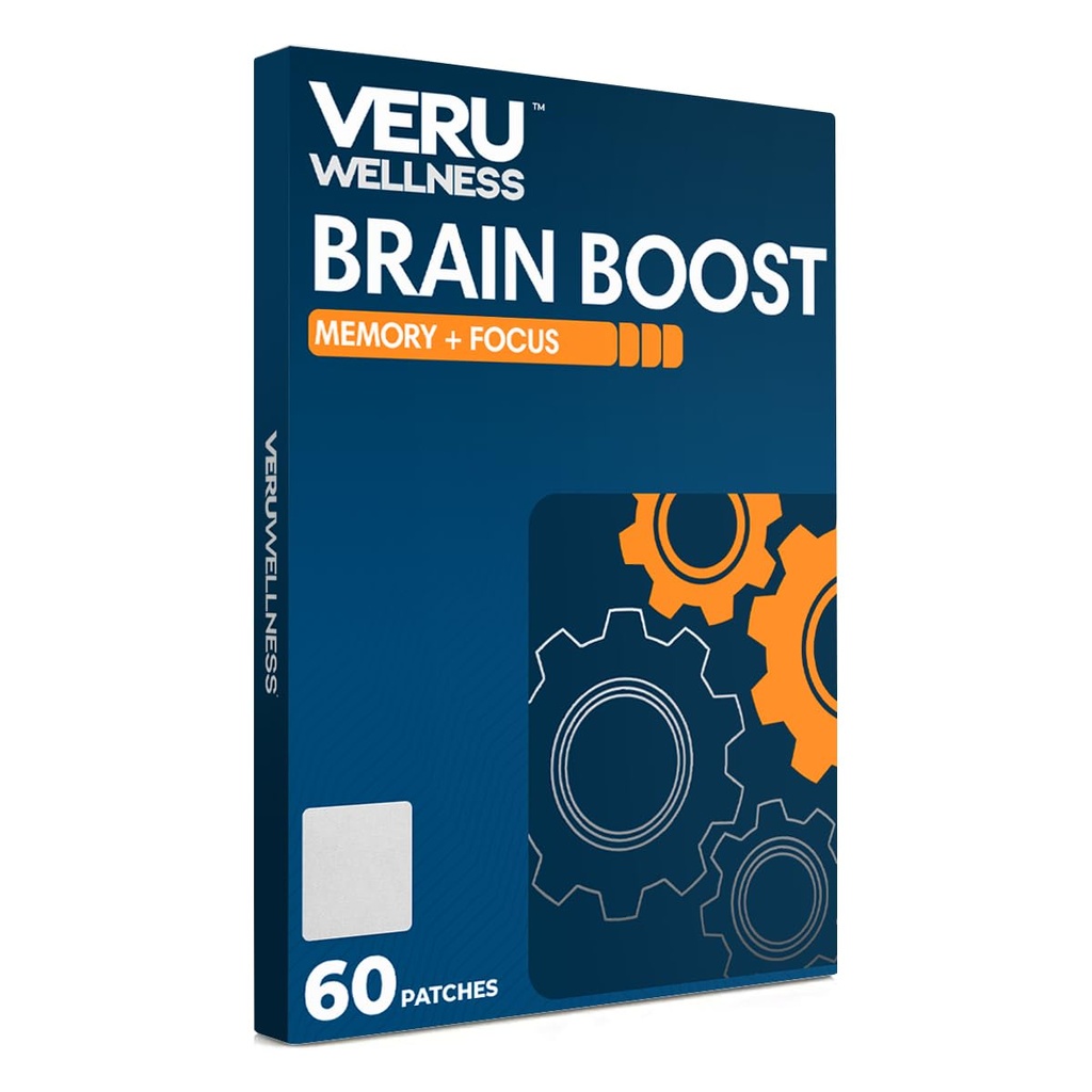 Veru Wellness Brain Boost Kognitivní Patch - Daily Memory, Alterness and Focus Brain Support - Ginko Bilboa, Rhoddiola Rosea, MCT (60 dní)