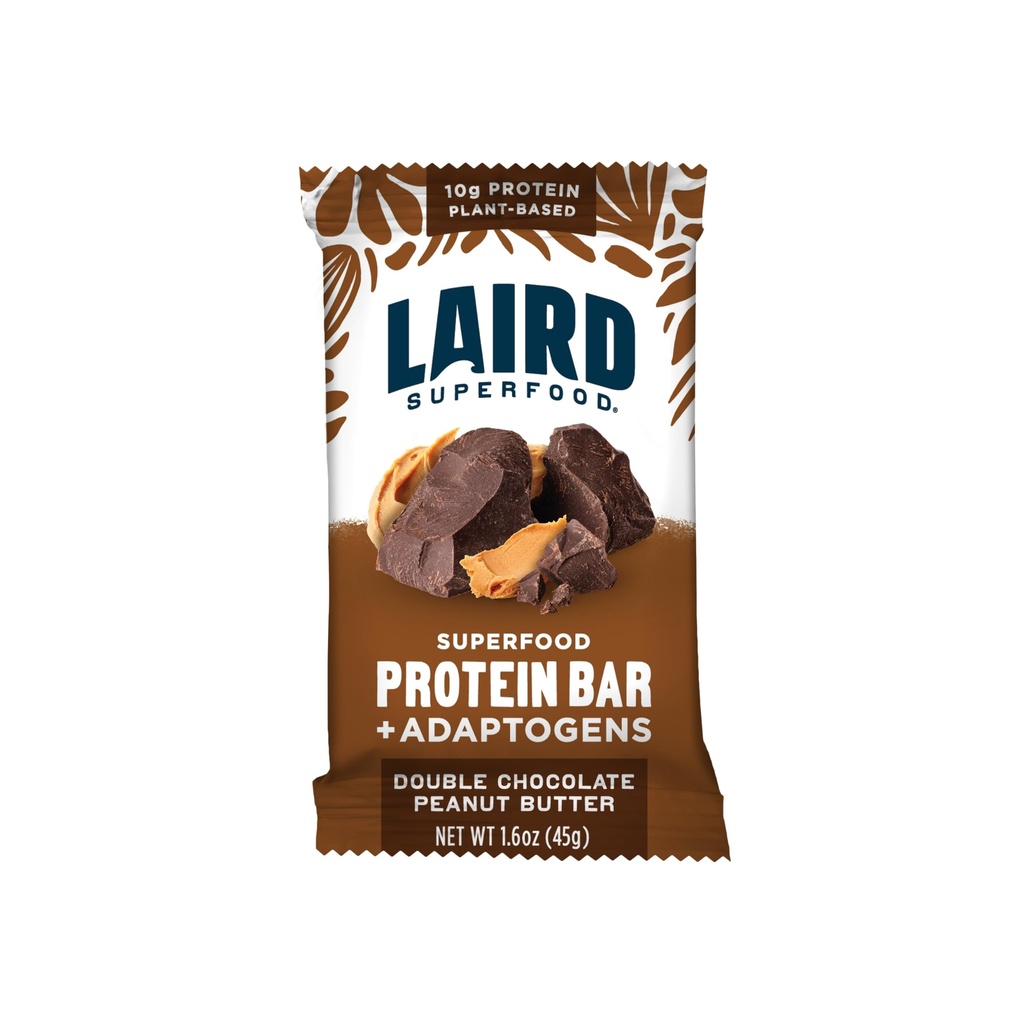 Laird Superfood Functional Protein Bary, Protein Bar, ale lepší s reálnými složkami, Functional Houby 10g Plant- based Protein, 6g Fiber, Double Chocolate arašídové máslo, 10 Počet (balení po 1)