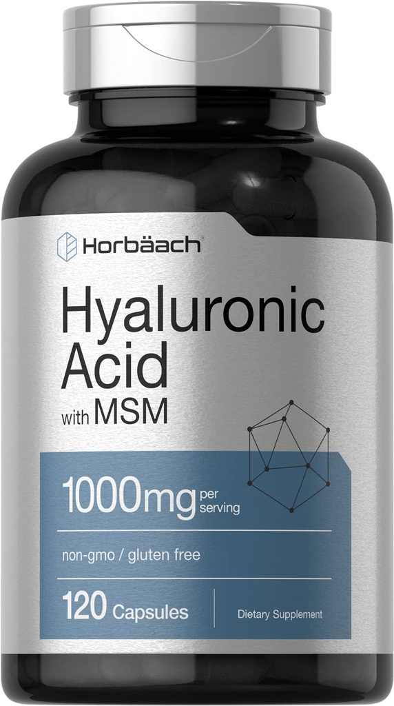 Horbäach Hyaluronic Acid with MSM PHARMAN 124; 1000 mg PHARMAL 124; 120 Capsules PHARMAL 124; Non- GMO and Gluten Free Supplementary PHARMAL 124; Biologicky dostupný vzorec
