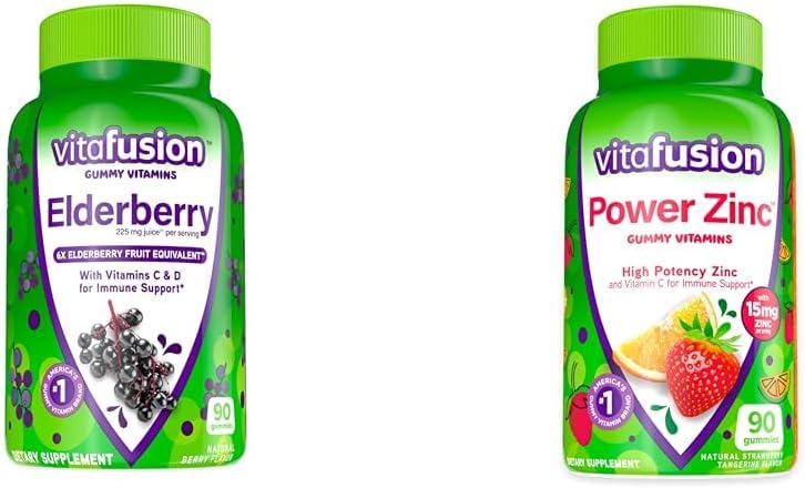Vitafuze Elderberry & Zinek Gumový Vitamíny Imunitní podpora, 90ct
