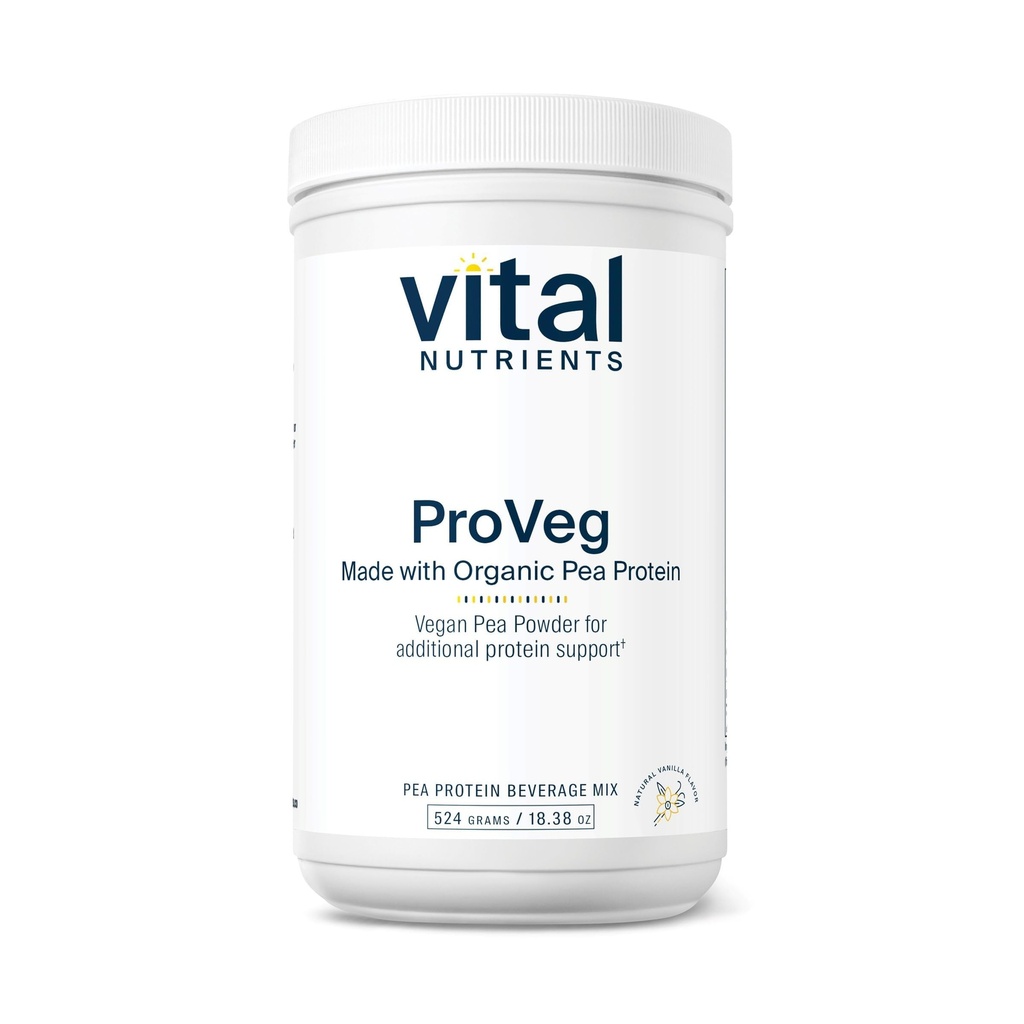 Vital Nutrients ProVeg Organic Pea Protein 524g PHAR124; Vegan Pea Protein Powder PHAR124; 23g Protein per Serving PHAR124; Natural Vanilla Flavor PHAR124; Gluten, Dairy, Soy Free PHAR124; Non-GMO PHAR124; 16 Services
