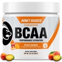 Med Badger BCAA + EAA aminokyseliny Powder, BCAA + L-glutamin, Keto, Vegan, Cukr zdarma pro muže a ženy, Hydration & Post Workout Muscle Recovery Drink Mix, Peach Mango, 30 Serving