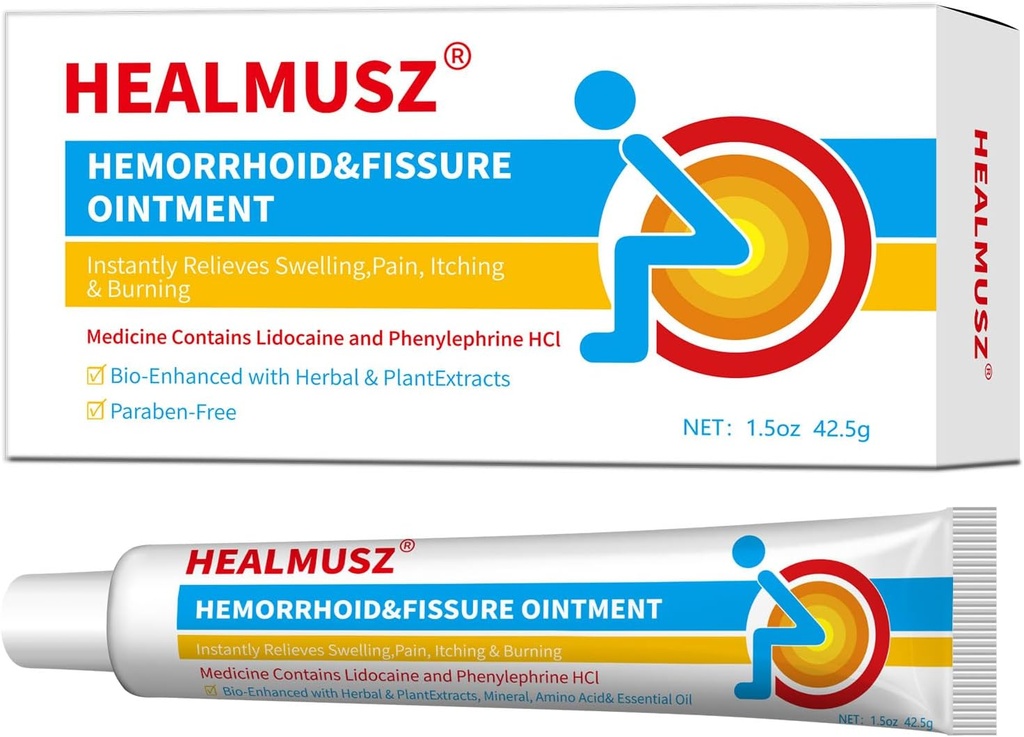 HELMUSZ Rapid Relief Hemoroid Cream s 4% Lidokain Cream a 0,25% Fenylephrin HCI pro rychle působící úlevu od bolesti, otoky, diskomfort a svědění (1.5 oz)