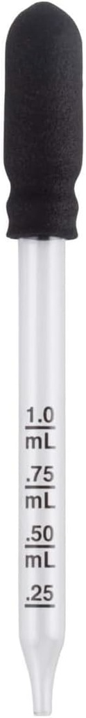 EZY DOSE Děti Straight- Tip Ušní a oční medicína dropper pro kapalinu a medicínu, 1ml Kapacita kalibrované sklo, gumová Bulb, Dodávat správnou dávku, jasné, BPA zdarma