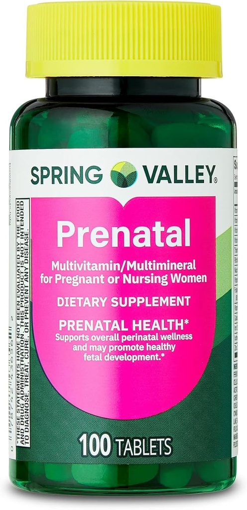 Jarní údolí Prenatal Multivitamin / Multimineral pro těhotné a ošetřující ženy doplněk stravy Tablety, 100 Počet - Nový vzhled