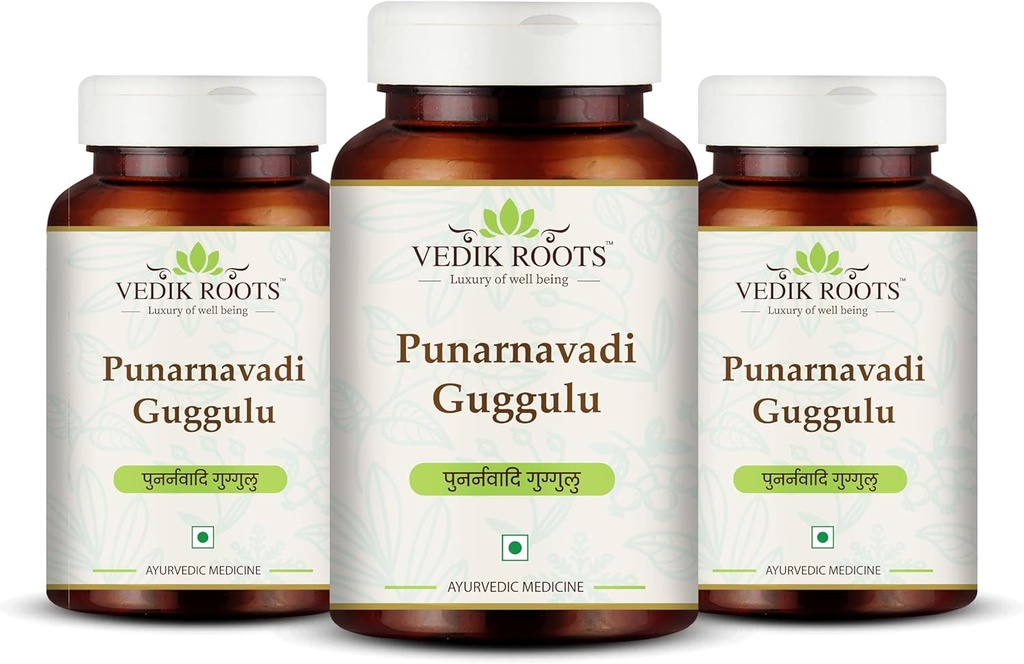 Punarnavadi Guggulu - podporuje zdraví ledvin a jater 124; Promotes Fluid Balance a General Wellness 124; Ayurvedic Herbal dodatek 124; 180 Tablety