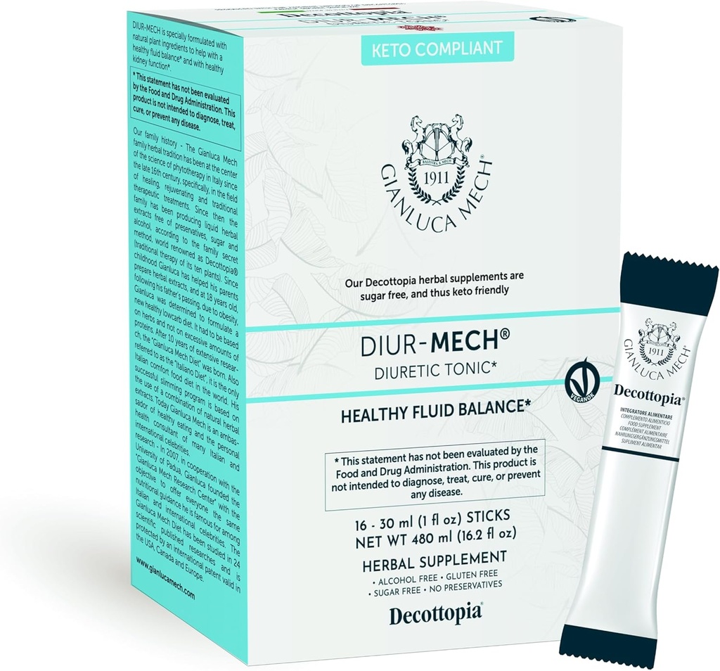 Gianluca Mech - Keto Compliant Diuretic Tonic s odvodňovací funkcí tělních kapalin s koňským ocasem, Diuretické v tyčinkách, 16x30ml