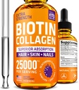 Tekutý kolagen a biotin kapky pro růst vlasů 25000 mcg - Vyrobeno v USA kolagen & Biotin vitamíny pro vlasy kůže a nehty - Hydrolyzované kolagen a biotin doplněk pro ženy a muže