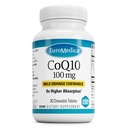 EuroMedica CoQ10 100 mg - Dodatek k podpoře buněčné energie - Vyšší absorpce CoQ10 Žvýkací dodatek - Nutriční dodatek k podpoře zdravého stárnutí a zdraví mozku - 30 Žvýkací tablety