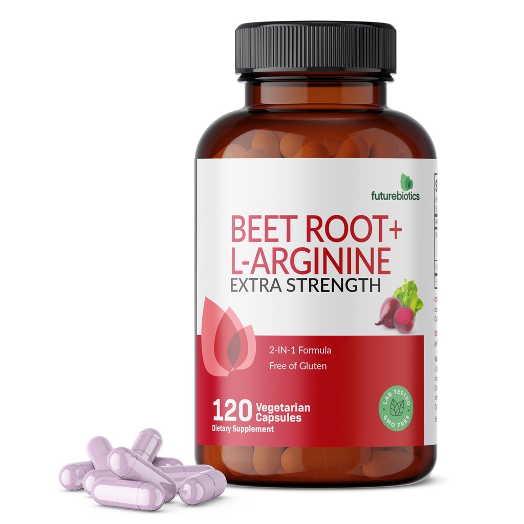 Futurebiotika Kořen řepy + L- Arginin, Non- GMO, 120 Vegetariánské kapsle