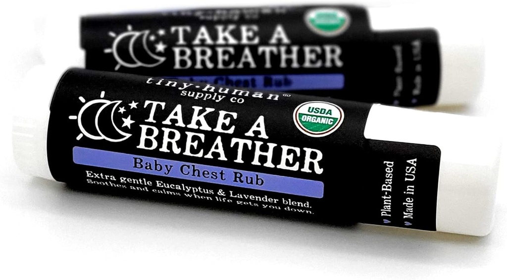 Organic Take a Deather Baby Chest Rub Stick 2pk, 100% přírodní, Soothing Lavender & Eucalyptus, Petroleum Free, Krutost Free