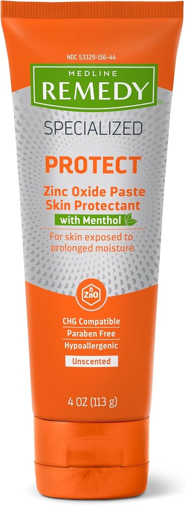 Medline Remedy Specializovaný oxid zinečnatý Paste s mentolem (4 oz Tube), Nevoňavý, Calamine, Inkontinence Care, Diaper Rash, Wetness Protection, Hypoalergenní, Paraben zdarma, Dospělí, Soothing