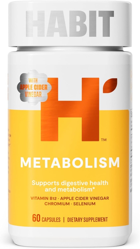 Příplatek za metabolismus (60 kapslí) - Podporuje stravitelné zdraví a metabolismus, vitamín B12, selen, chrom, jablečný ocet, Vegan, Non- GMO (1 balení)