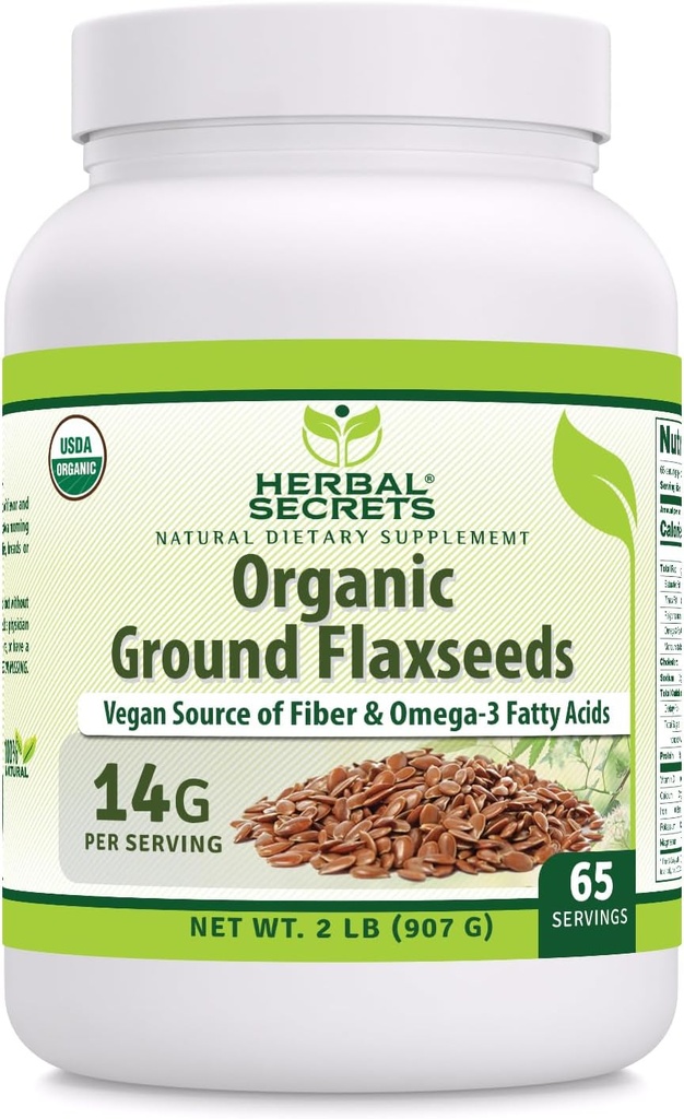 Bylinné tajemství USDA Organic Ground Flaxseeds 2 Lbs Powder 124; 14 Grams Per Serving Rubber 124; 65 Servings Rubber 124; Výborný Vegan Zdroj fiber & Omega -3 mastné kyseliny 124; Non- GMO (2 Lb Rubber 124; 1 Pack)