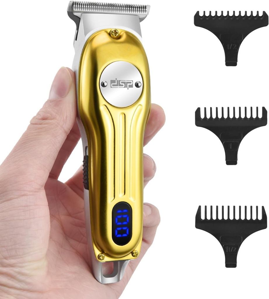 DSP Beard Trimmer pro muže, Bezšňůrové vlasy holicí strojky, Obličejové vlasy Trimmer pro Beard & Mustache Trimming, Profesionální kadeřnická sada pro muže dobíjecí LED displej (Gold)