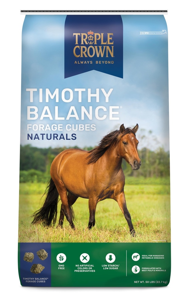 Triple Crown Timothy Cubes Balancing Horse Dodatek, Timothy Hay Beet Pulp pro koně, Nízký cukr Horse Feed, Podpora laminitidy, 50 liber