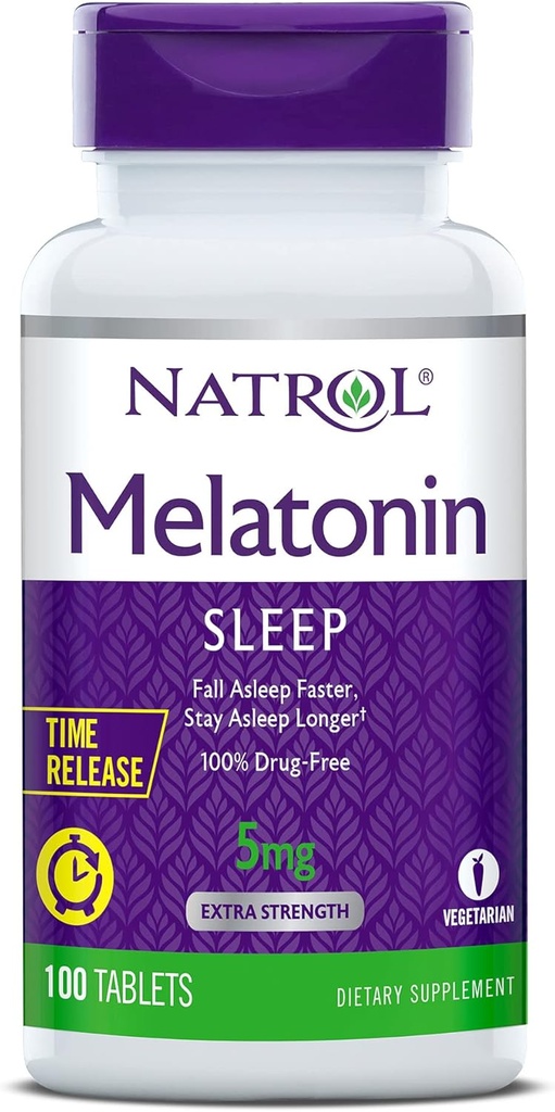 Natrol Time-Release Melatonin 5 mg, dodatek stravy pro klidový spánek *, 100 tablet (balení po 2), 200 denní dodávka