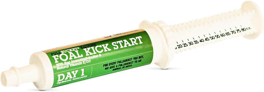 FullBucket Equine Foal Kickstart Paste - Ideální pro novorozence foals na den 1 na podporu zdraví zdravé imunitního a trávicího systému, 1 Tube