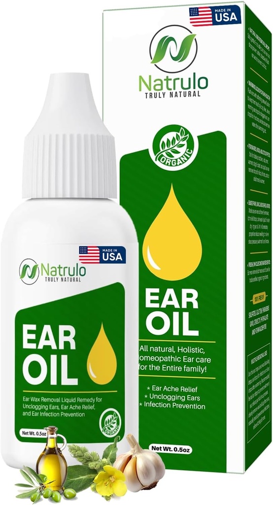 Organický ušní olej pro ušní infekci - Přírodní Earddrops for Uar Pain, Plavec 's Uar & Wax Removal - Děti, dospělí, Baby & Dog Earche Remedy - Ušní kapky s Mullein, Česnek vyrobený v USA (0.5 Oz)