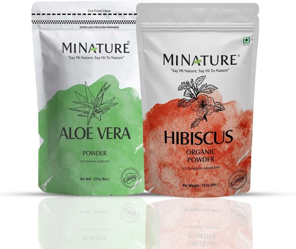 Péče o vlasy combo podle minature current 124; Sada Aloe Vera Powder & Hibiscus Powder 124; 227g Každý current 124; Pure & Natural currency 124; Free from Chemical & Preservatives