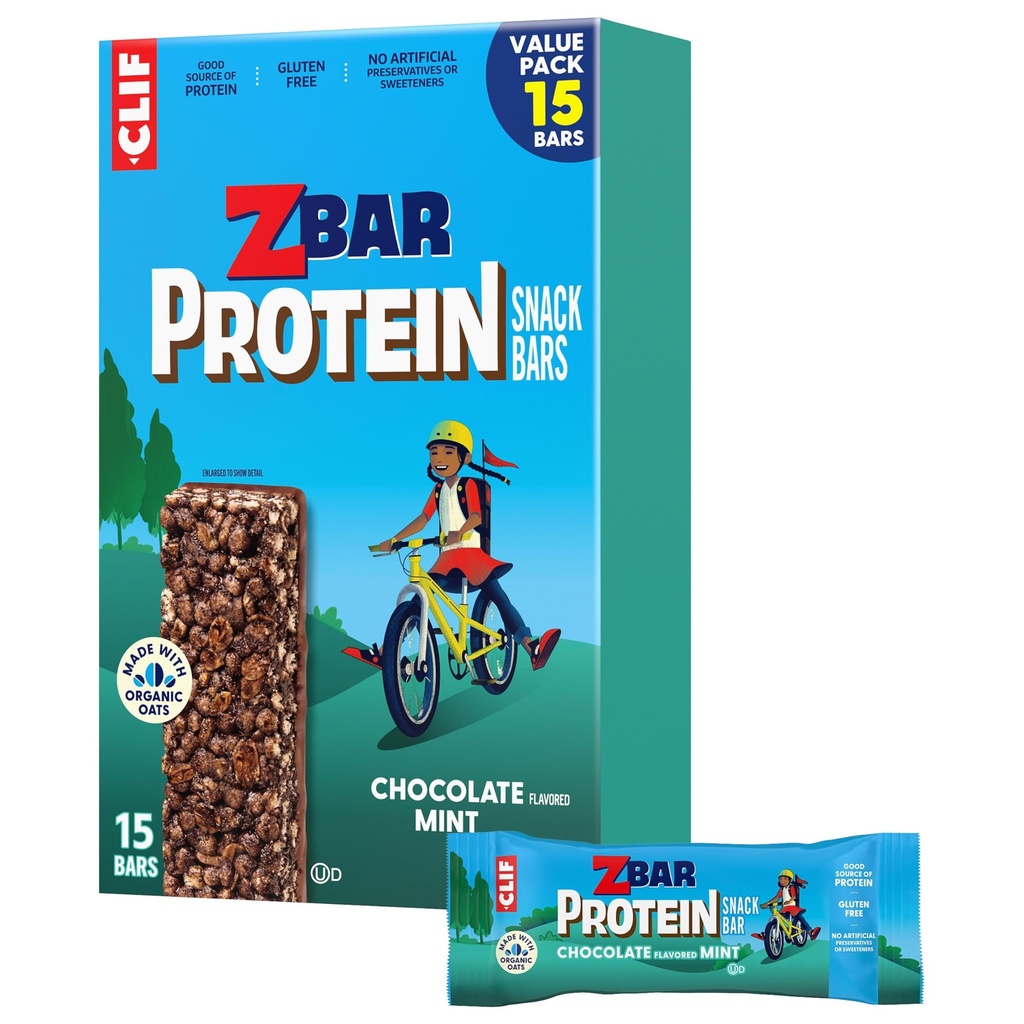Zbar Protein - Čokoládová ochucená mincovna - Crispy Snack Bars - Made with Organic Oats - Non- GMO - 5g protein - Gluten Free Protein Bars (15 Pack)