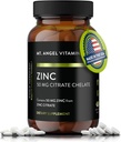 Mt. Angel Vitamíny - Zinek Citrát 50 mg - Zinek 50 mg Citrát Chelát - Přírodní zinek doplňky Made in USA - 60 Vegetariánských tablet
