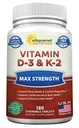 aSquared Nutrition Vitamin D3 s K2 doplňky - 180 Žvýkací tablety, Max síla D- 3 Cholekalciferol & K-2 MK7 na podporu zdravé kosti, zuby, srdce - Antioxidant D3 & K2 MK-7 Energy Formule Dospělí