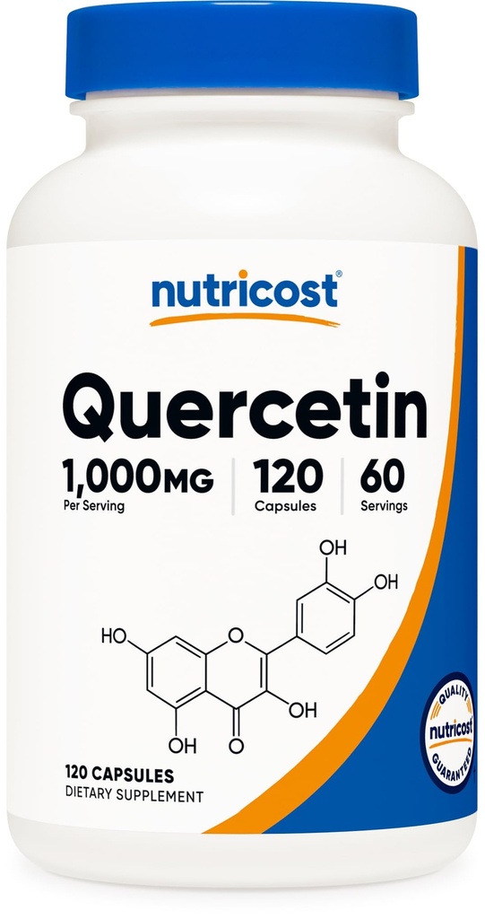 Nutricost Quercetin 1000mg, 120 tobolek - Vegetariánské tobolky, 60 porcí, 500 mg per capsule, Non- GMO, bez glutenu