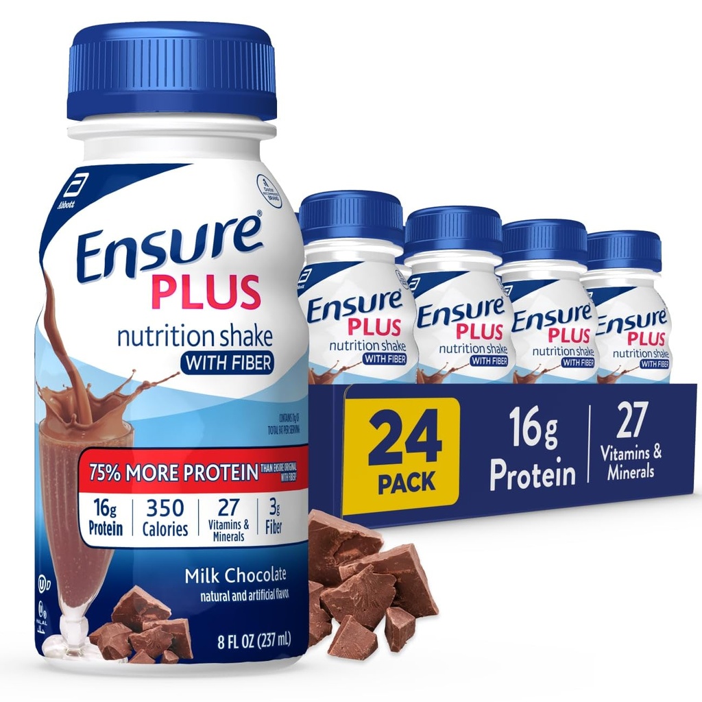 Zajistit Plus Mléčné čokoládové nutriční Shake s fiber current 124; Jídelní náhrady Shake 124; Připravený k pití 124; 16g protein a 27 Vitamíny a minerály 124; 8 fl oz - 24 Pack