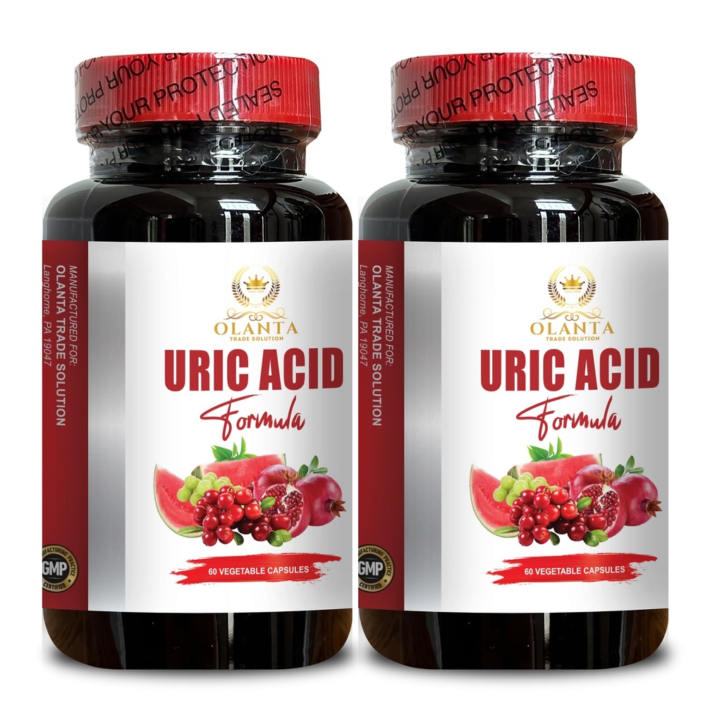 Kyselina URIC - Podpora močového traktu, Advanced Bylinné Formule, Tart Cherry, Celer Extract, Kurkuma, Kyselina močová, Společné zdraví - 2 Lahve 120 Kapsle