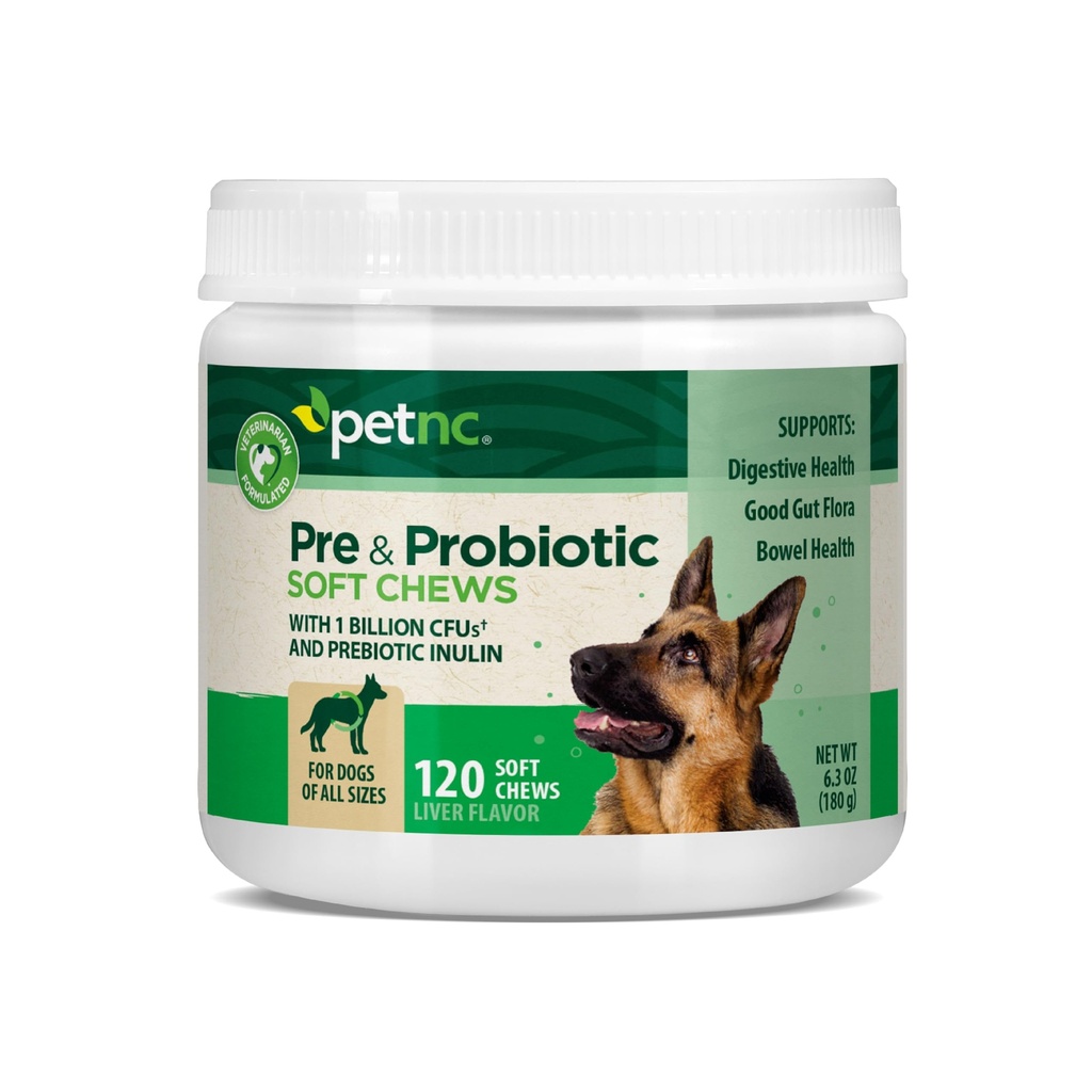 PetNC Natural Care Jaterní Flavor, Sýr Pre & Probiotic Soft Chews for Dog 120 ct (Balení po 1) (Balení květen Vary)