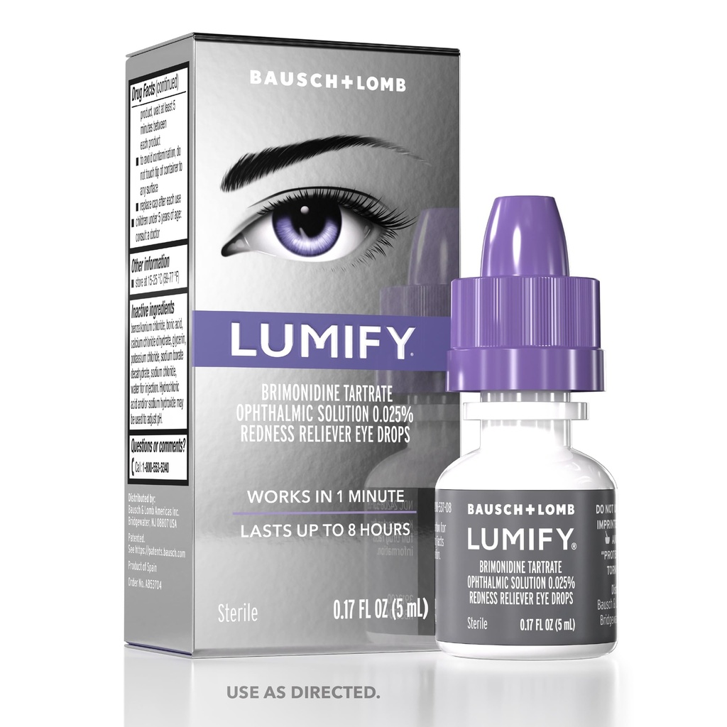 LUMIFY oční kapky pro červené oči, Reliever zarudnutí pro světlejší vzhled očí, pracuje za 1 minutu & trvá až 8 hodin, Oční kapky, 0.17 Fl Oz (5 ml)