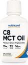 Nutricost C8 MCT Oil 16oz - Keto, Paleo, Non- GMO