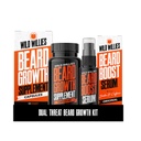 Wild Willies Beard Growth Kit - Kapsle & Posílit sérum - Přírodní růstový olej s biotin & kofein - Vitamíny pro Fuller, Silnější Beard - 60 Kapsle - Pro muže