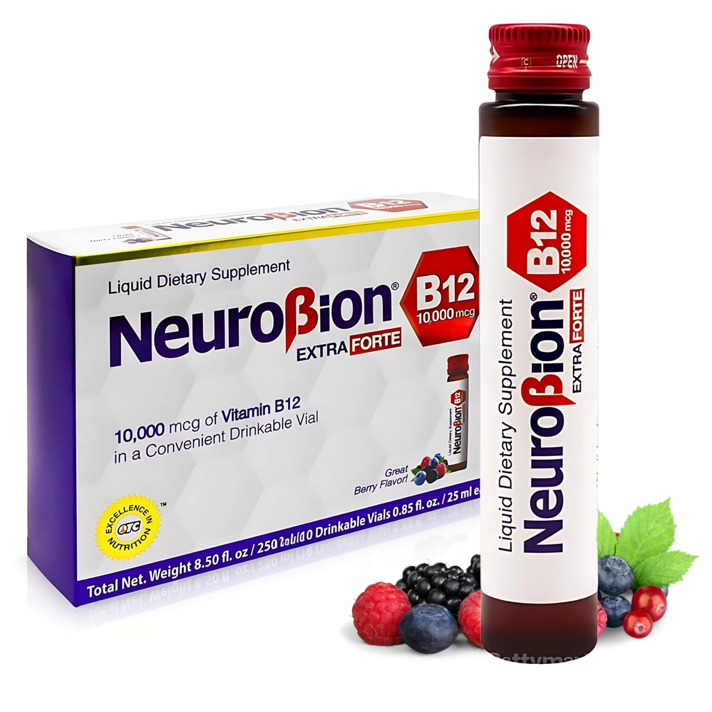 Neurobion Extra Forte B12 10 000 mcg Lahvičky, Tekuté - Extrémní Výkonné - 10 Lahviček na krabici