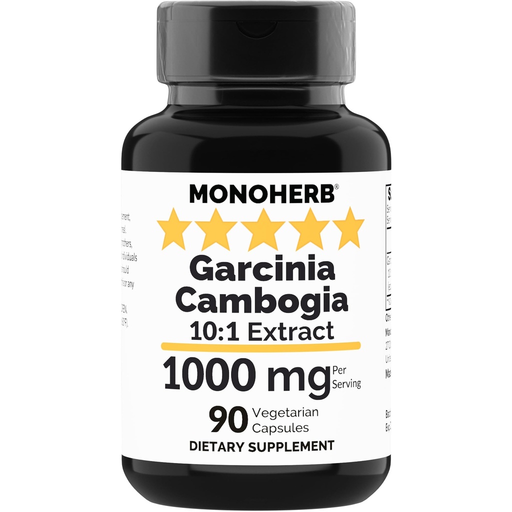 MONOHERB Garcinia Cambogia 1000 mg - 90 Veg Kapsle - High Potency 10: 1 Extract