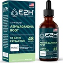 E2H Ashwagandha Liquid Drops - All- Natural Ashwagandha Dodatek pro Stress Relief a Mood Enhancer- Organic Ashwagandha Root Extract Efektivní Cortisol Manager 124; Non- GMO, Vegan C124; 2 Fl Oz