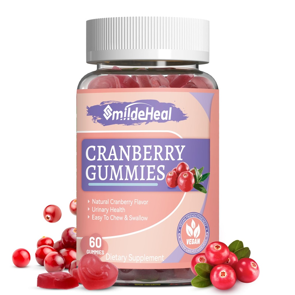Cranberry Gummies 1000mg, Cranberry doplňky pro ženy, s D- Mannose 250mg, Womens Probiotic Gummies, Močové Tract Health, Cranberry Flavor, NO GMO, 60 Počet