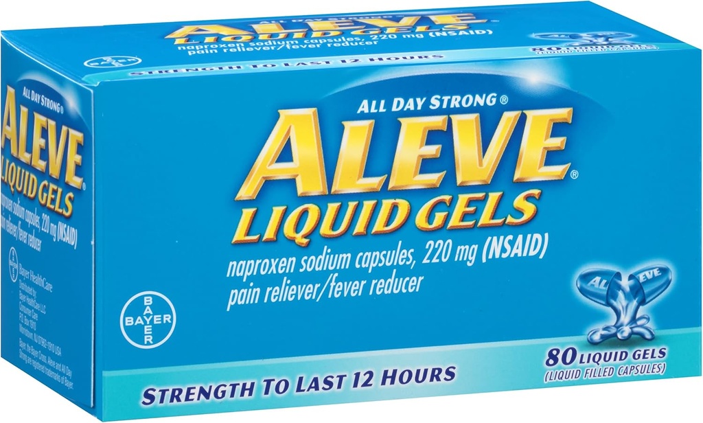 Aluve tekuté gely se sodným roztokem Naproxenu, 220mg (NSAID) Reliever / Horečka Reducer, 80 Počet (Balení po 2)