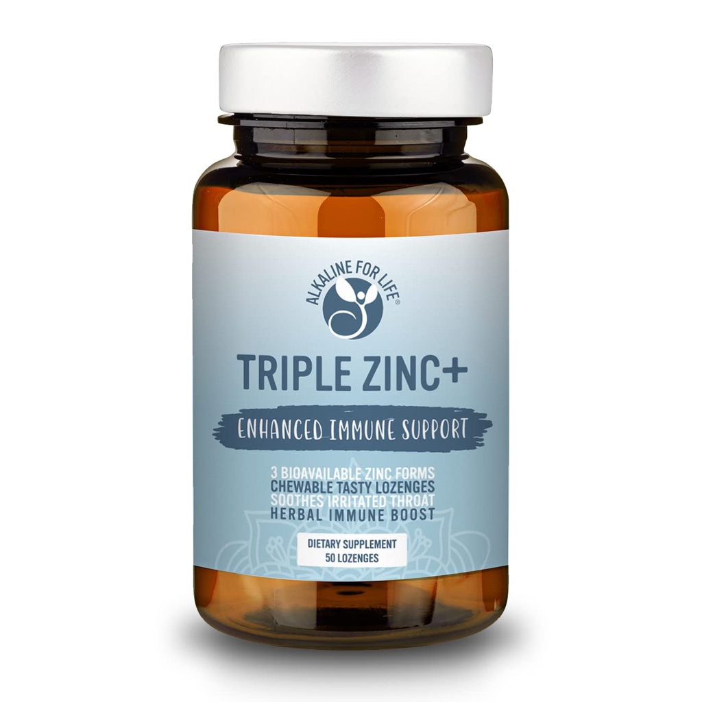 Trojitý zinek Lozengy - 3 formy biologicky dostupného zinku Glycinát, zinek Citrát, zink Aspartát - Zinek Imunitní Supplement Echinacea, Slippery Elm, OPC, Vitamin C, Sukanát Med